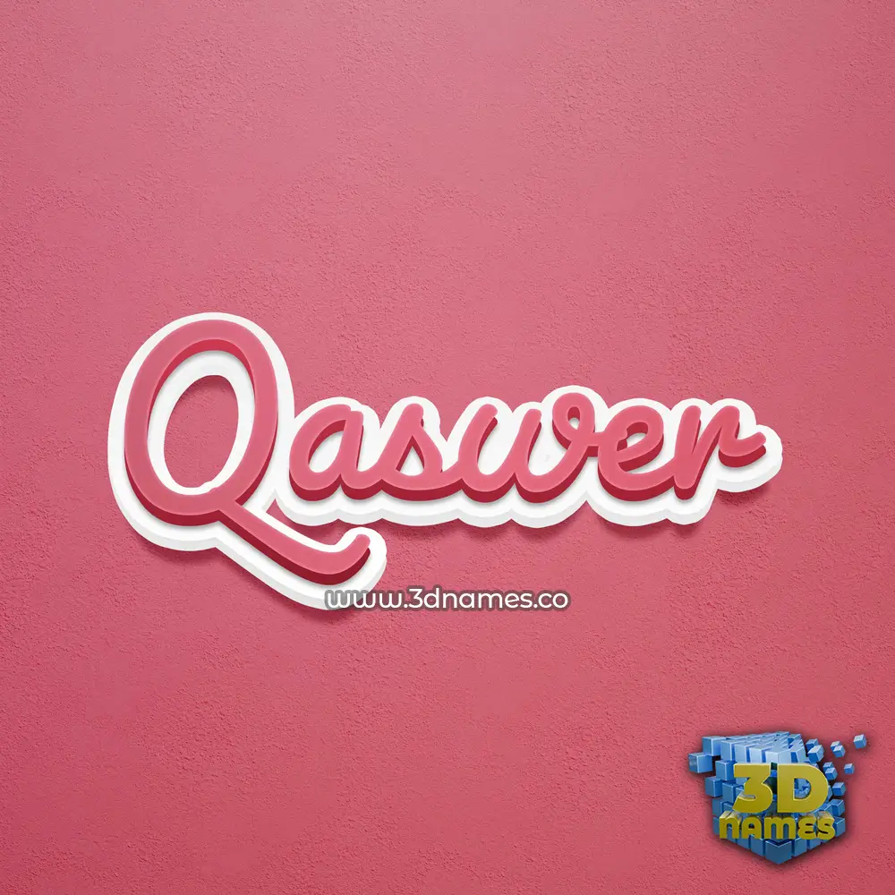 qaswer in Red Scribble style - 3D name wallpaper