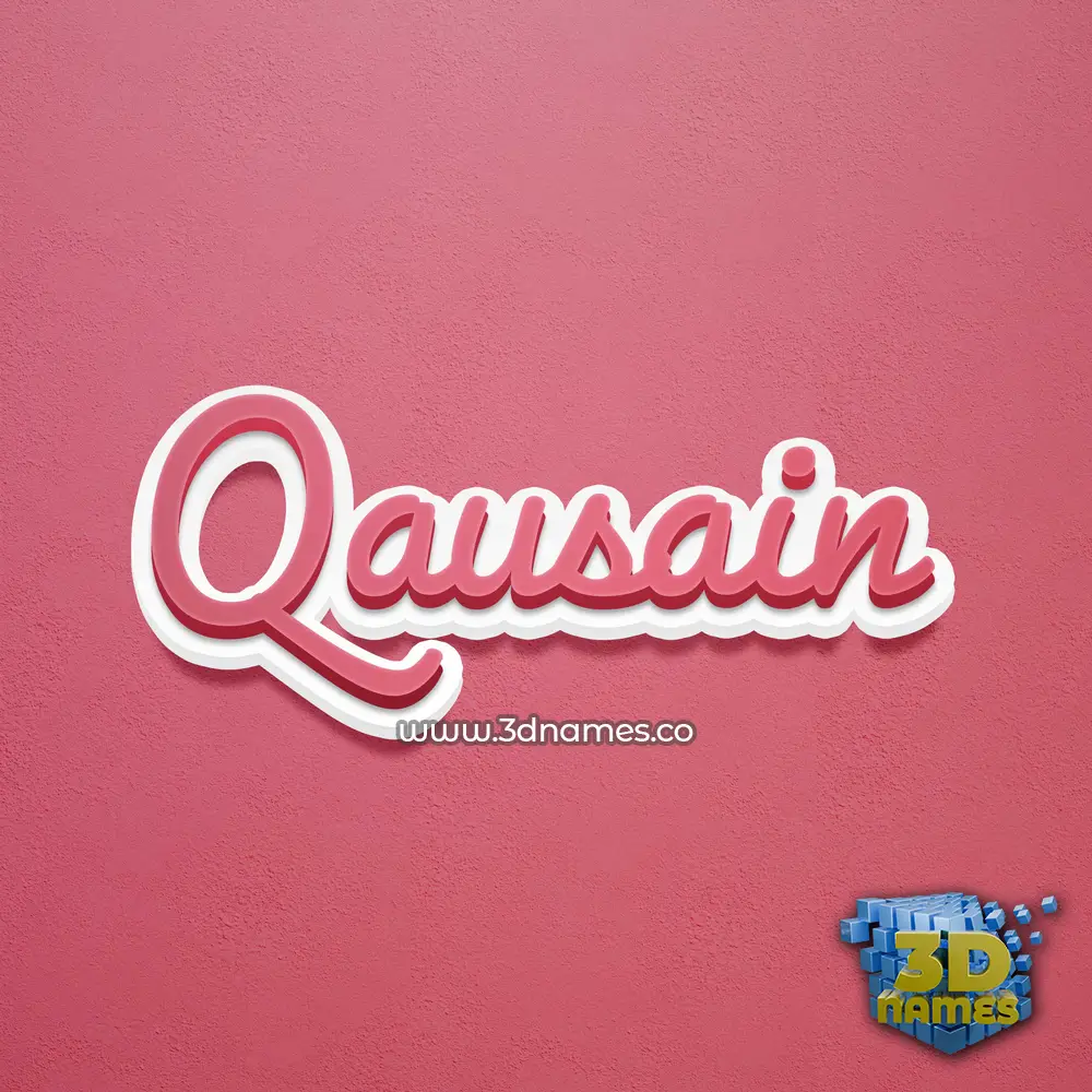 qausain in Red Scribble style - 3D name wallpaper