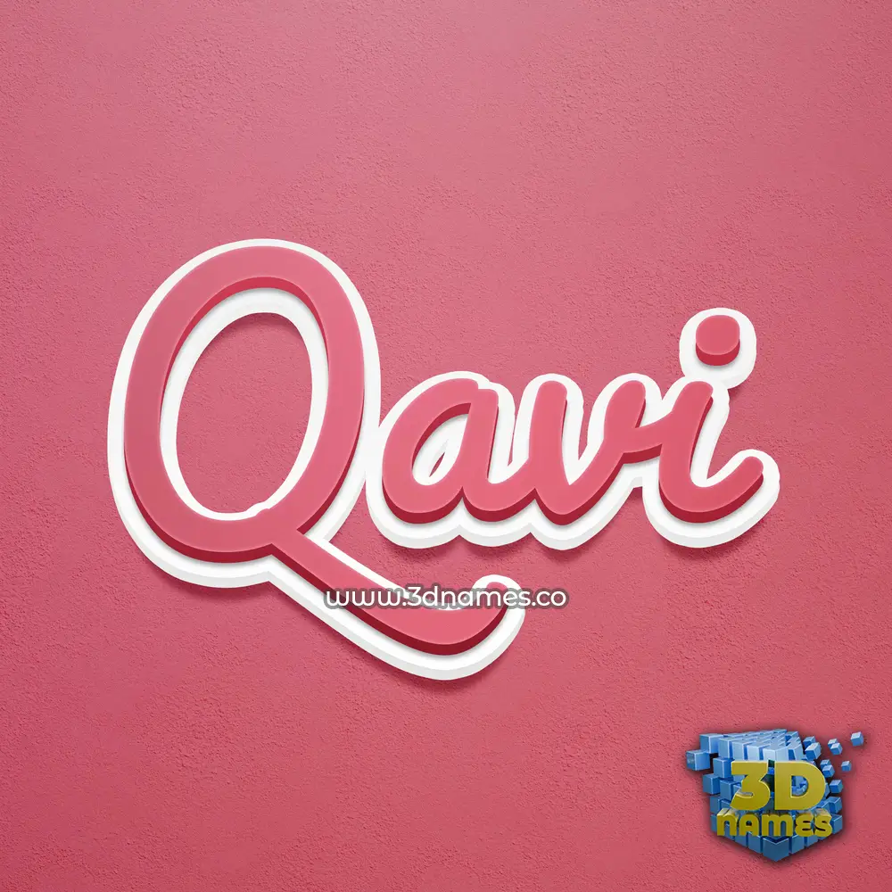 qavi in Red Scribble style - 3D name wallpaper