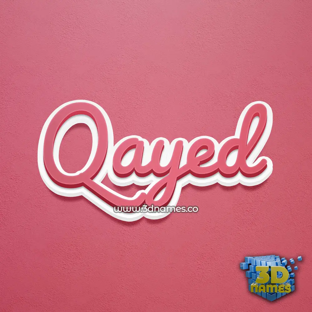 qayed in Red Scribble style - 3D name wallpaper