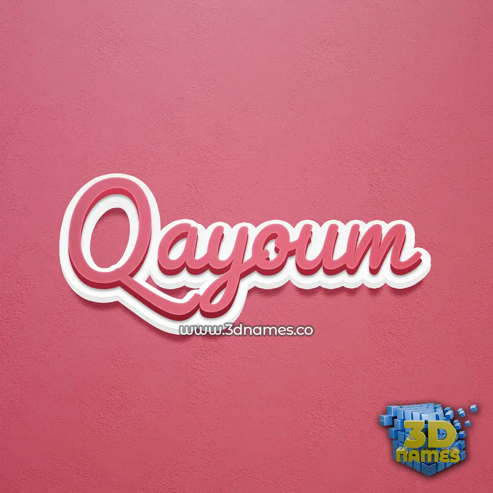 qayoum in Red Scribble style - 3D name wallpaper