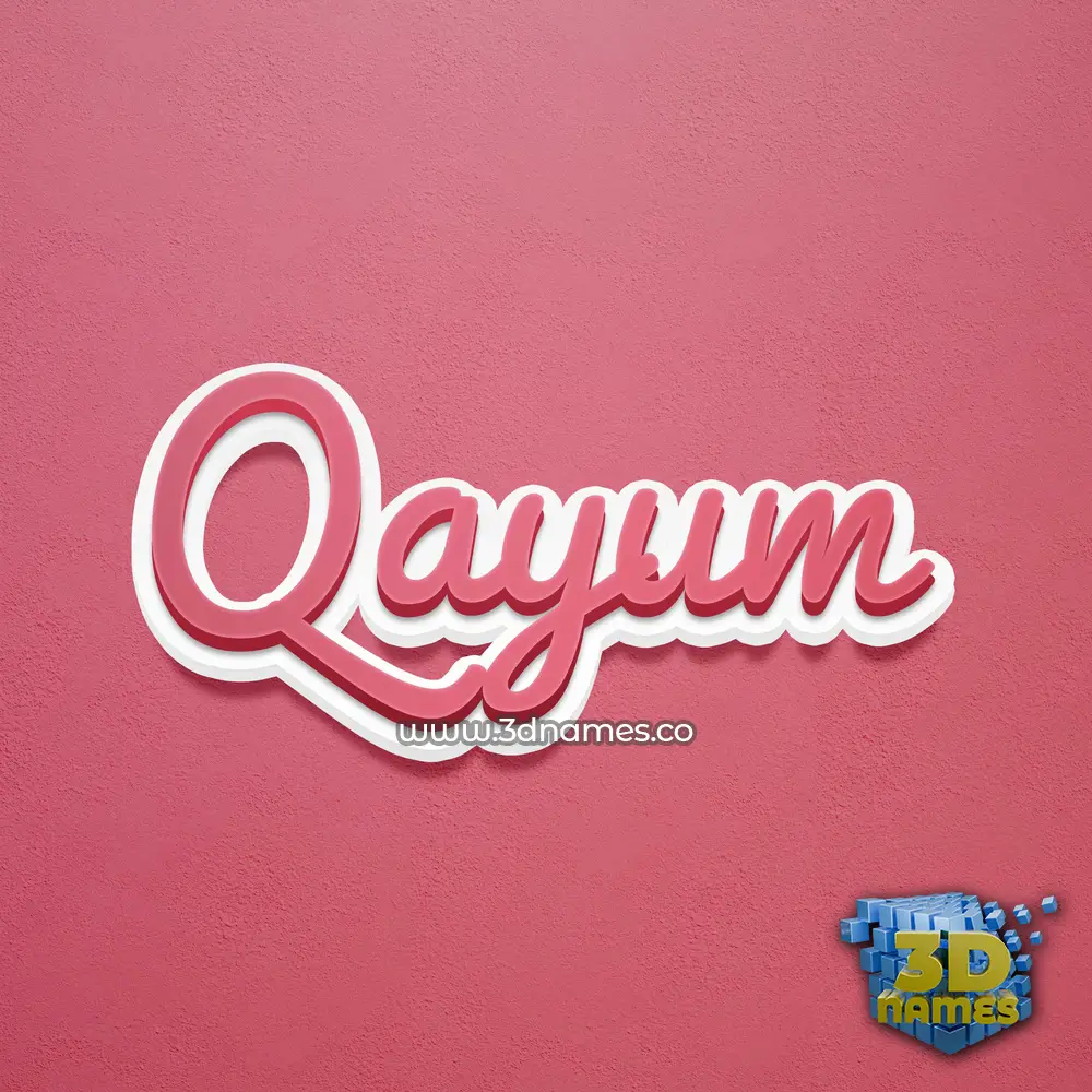 qayum in Red Scribble style - 3D name wallpaper