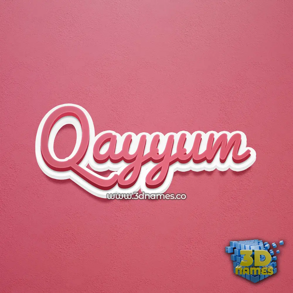qayyum in Red Scribble style - 3D name wallpaper