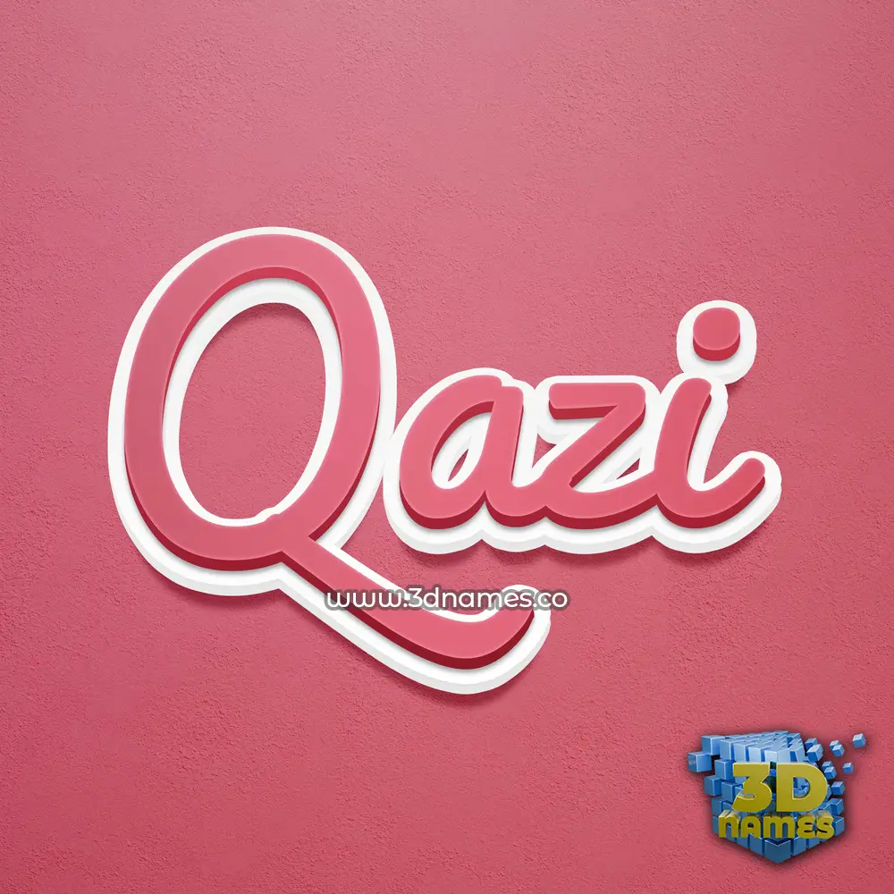 qazi in Red Scribble style - 3D name wallpaper