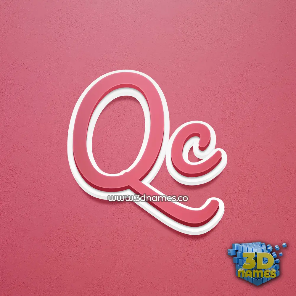 qc in Red Scribble style - 3D name wallpaper