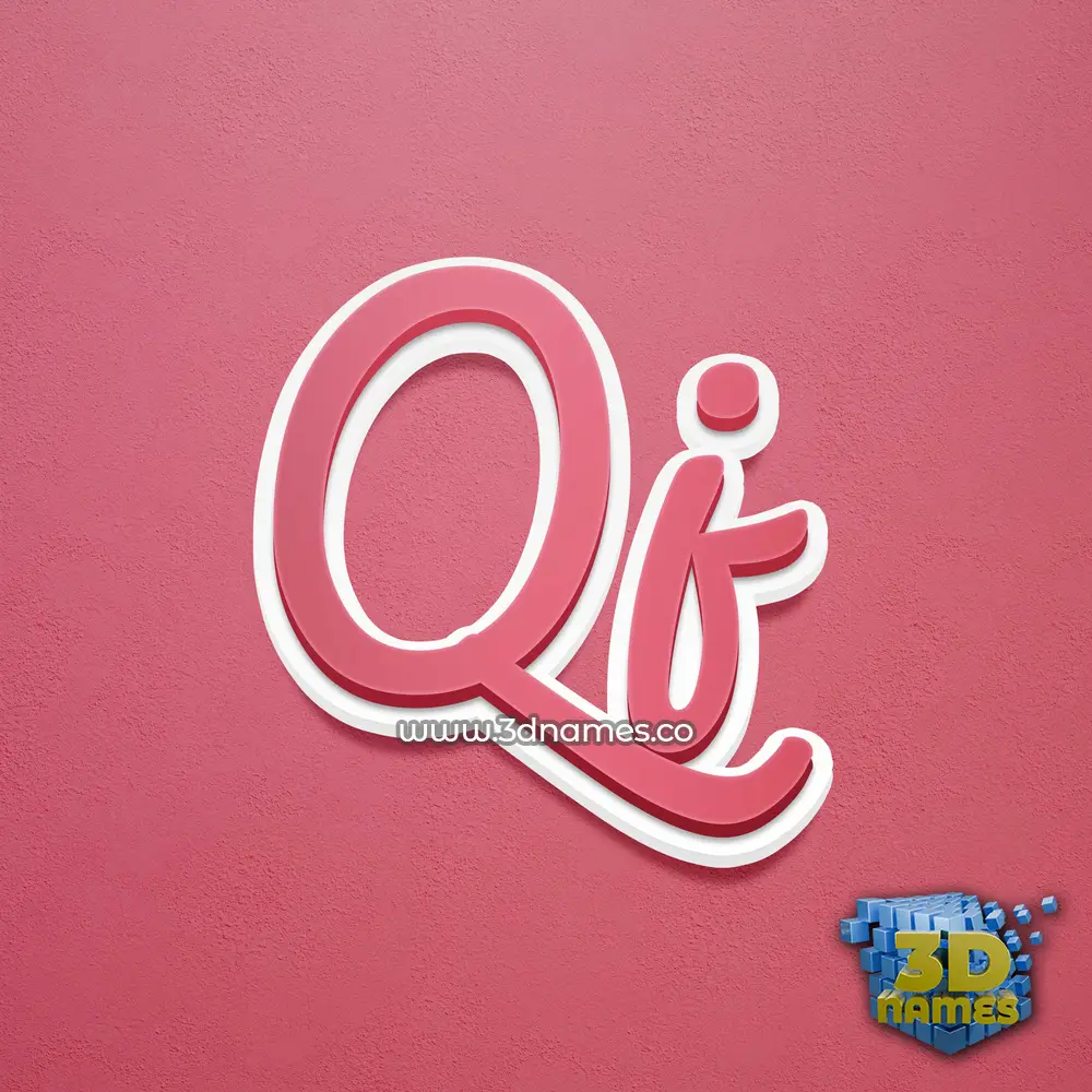 qj in Red Scribble style - 3D name wallpaper