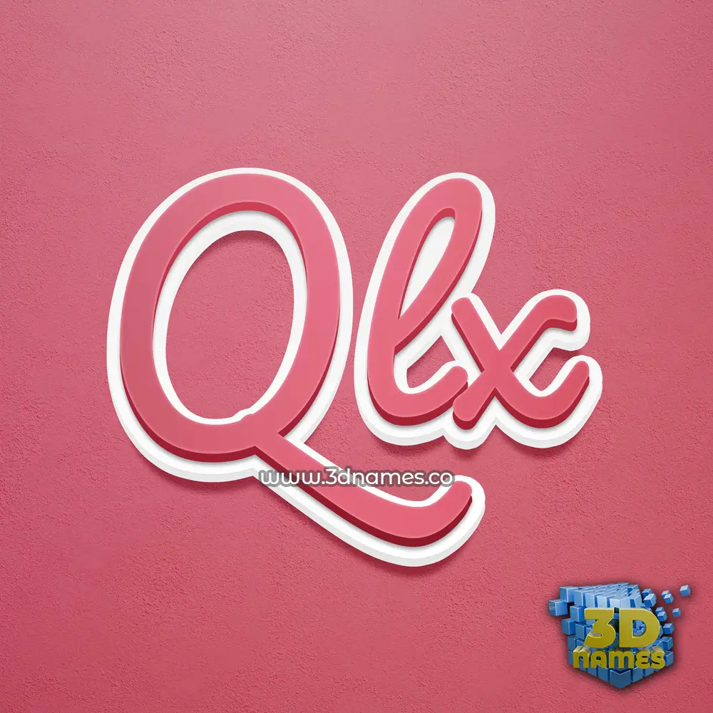 qlx in Red Scribble style - 3D name wallpaper