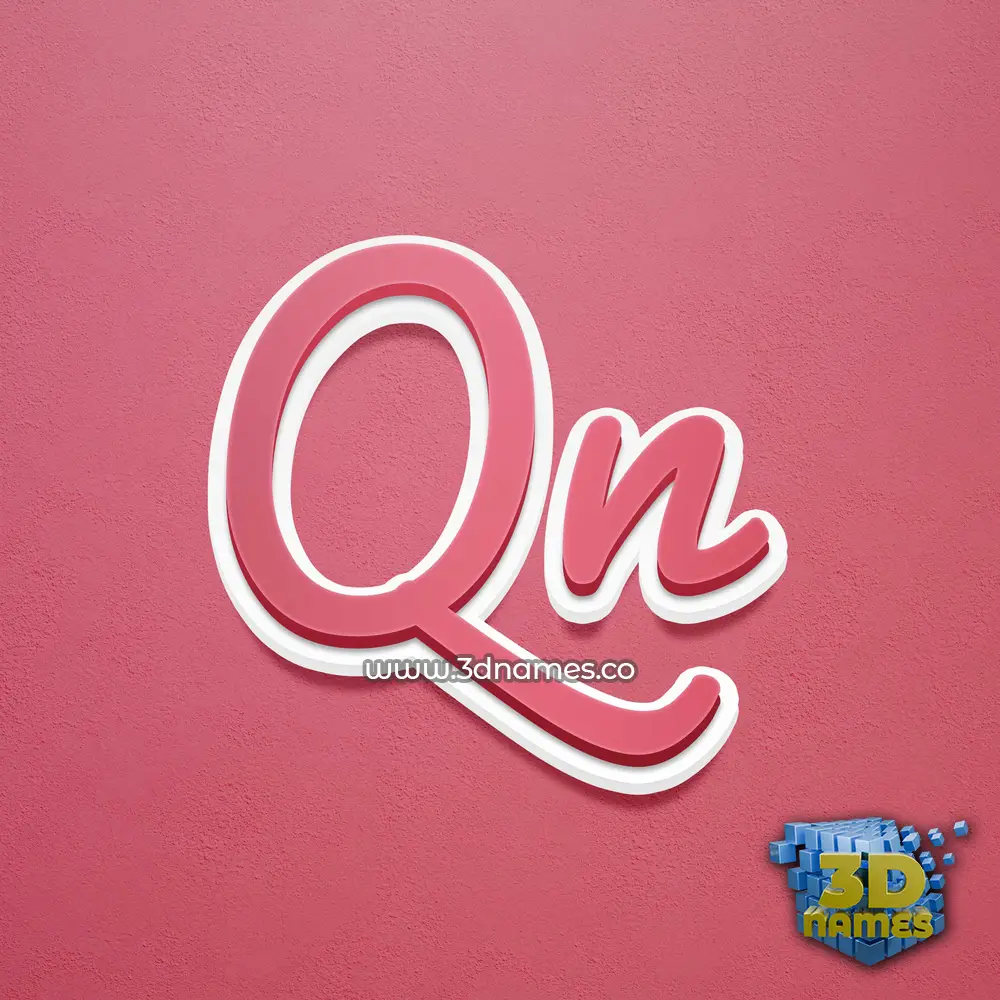 qn in Red Scribble style - 3D name wallpaper