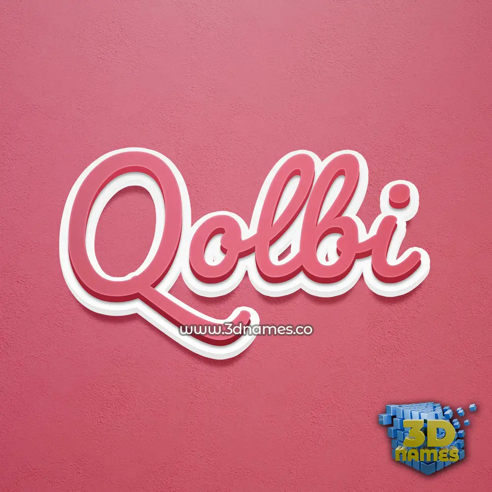 qolbi in Red Scribble style - 3D name wallpaper