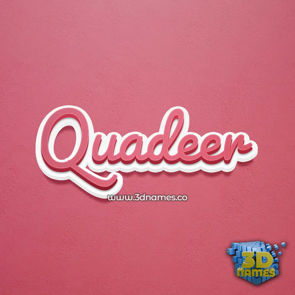quadeer in Red Scribble style - 3D name wallpaper