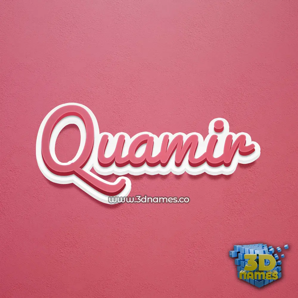 quamir in Red Scribble style - 3D name wallpaper