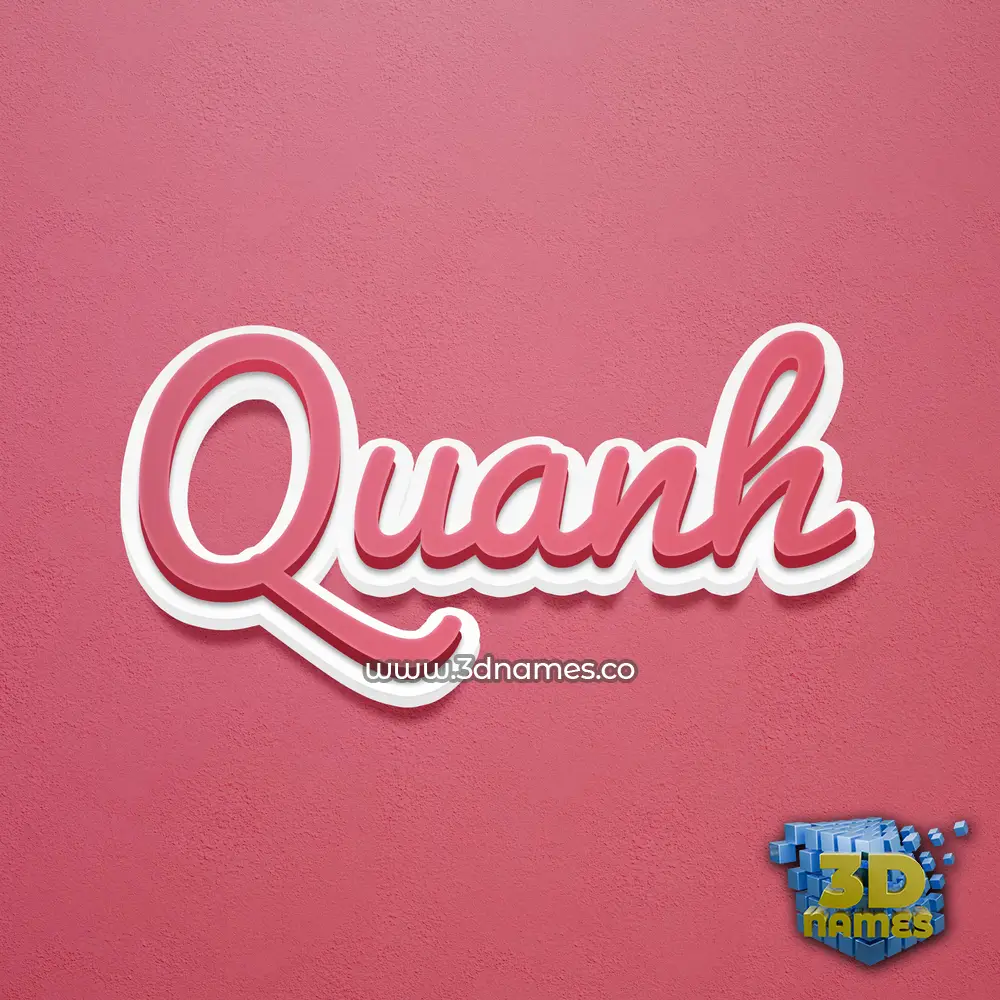 quanh in Red Scribble style - 3D name wallpaper