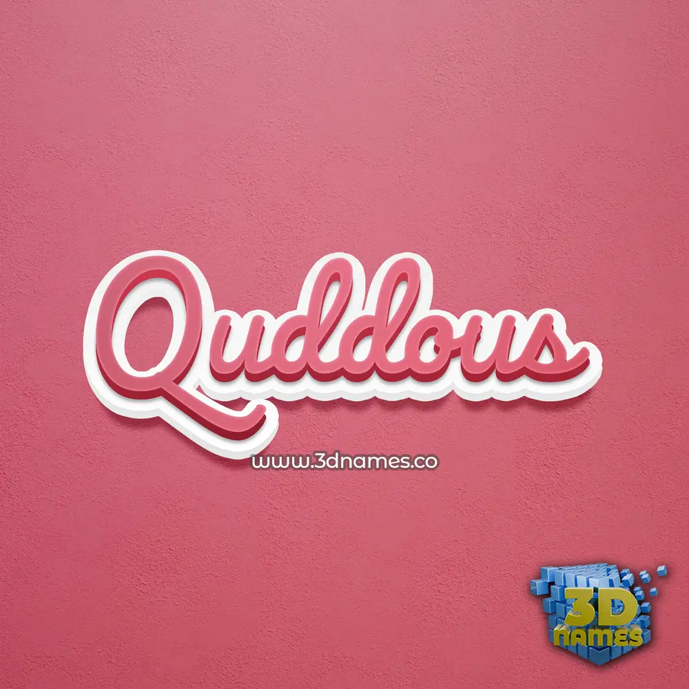 quddous in Red Scribble style - 3D name wallpaper