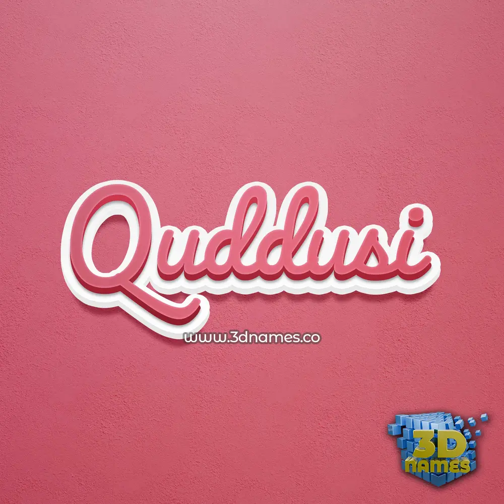 quddusi in Red Scribble style - 3D name wallpaper
