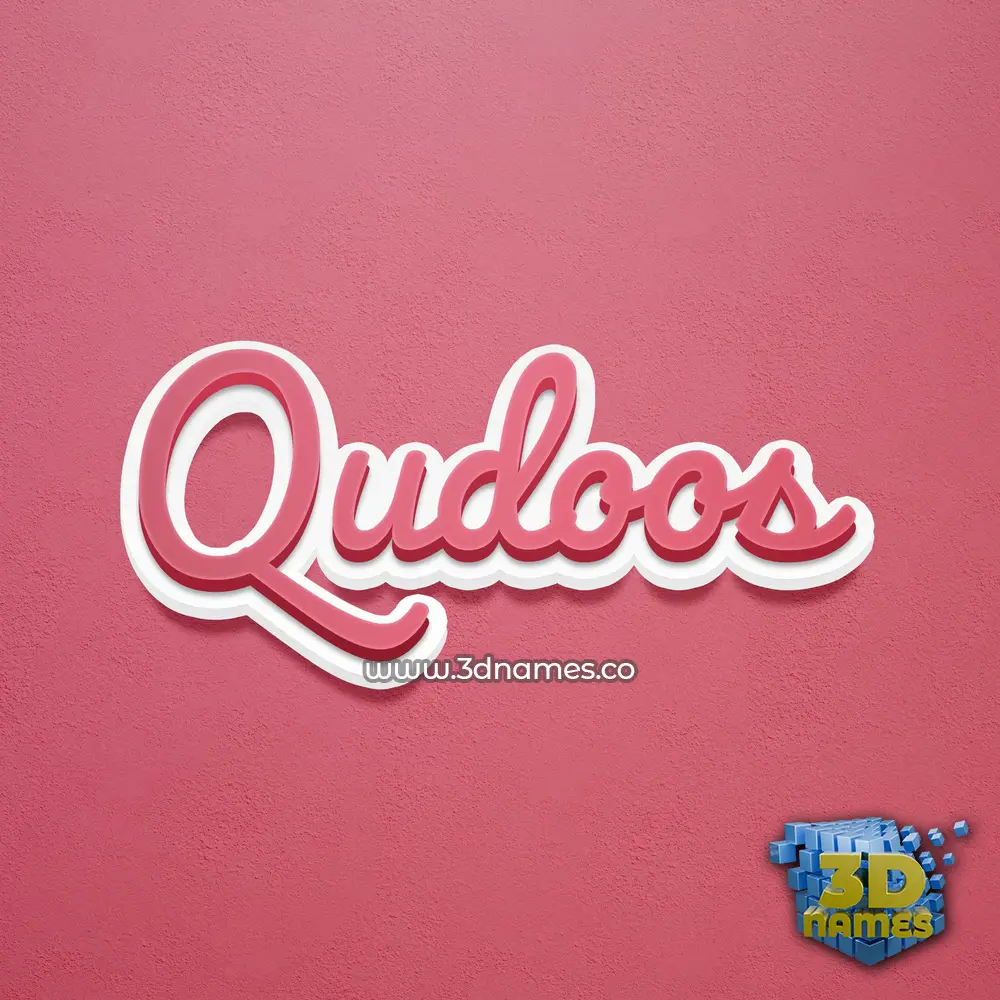 qudoos in Red Scribble style - 3D name wallpaper