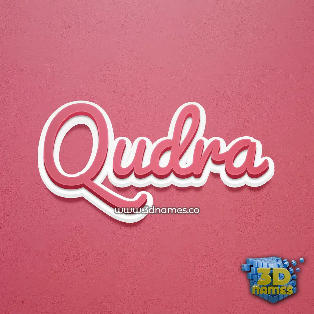 qudra in Red Scribble style - 3D name wallpaper
