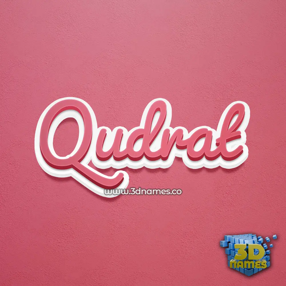 qudrat in Red Scribble style - 3D name wallpaper