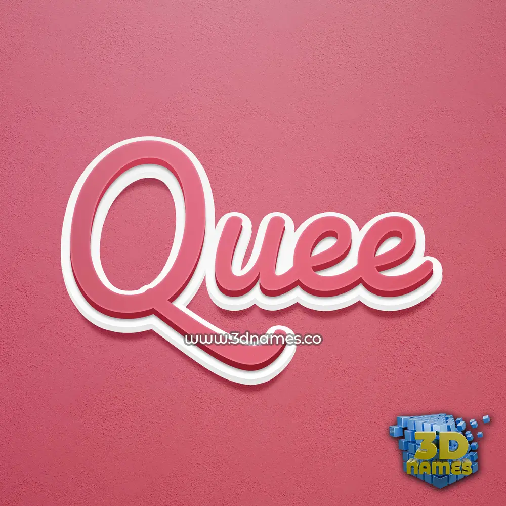 quee in Red Scribble style - 3D name wallpaper