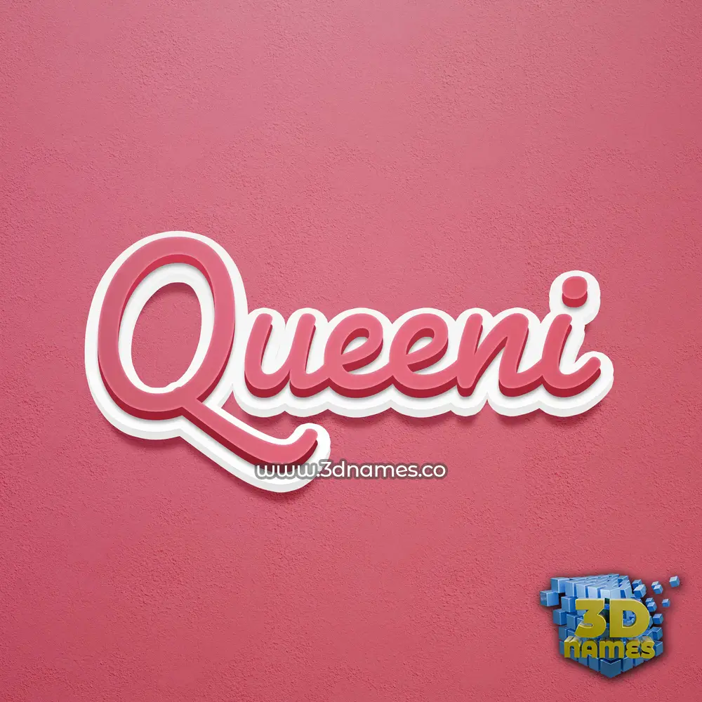 queeni in Red Scribble style - 3D name wallpaper