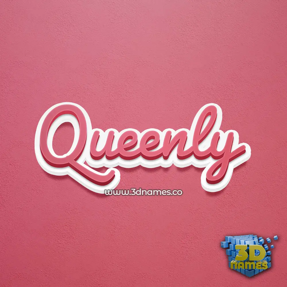queenly in Red Scribble style - 3D name wallpaper