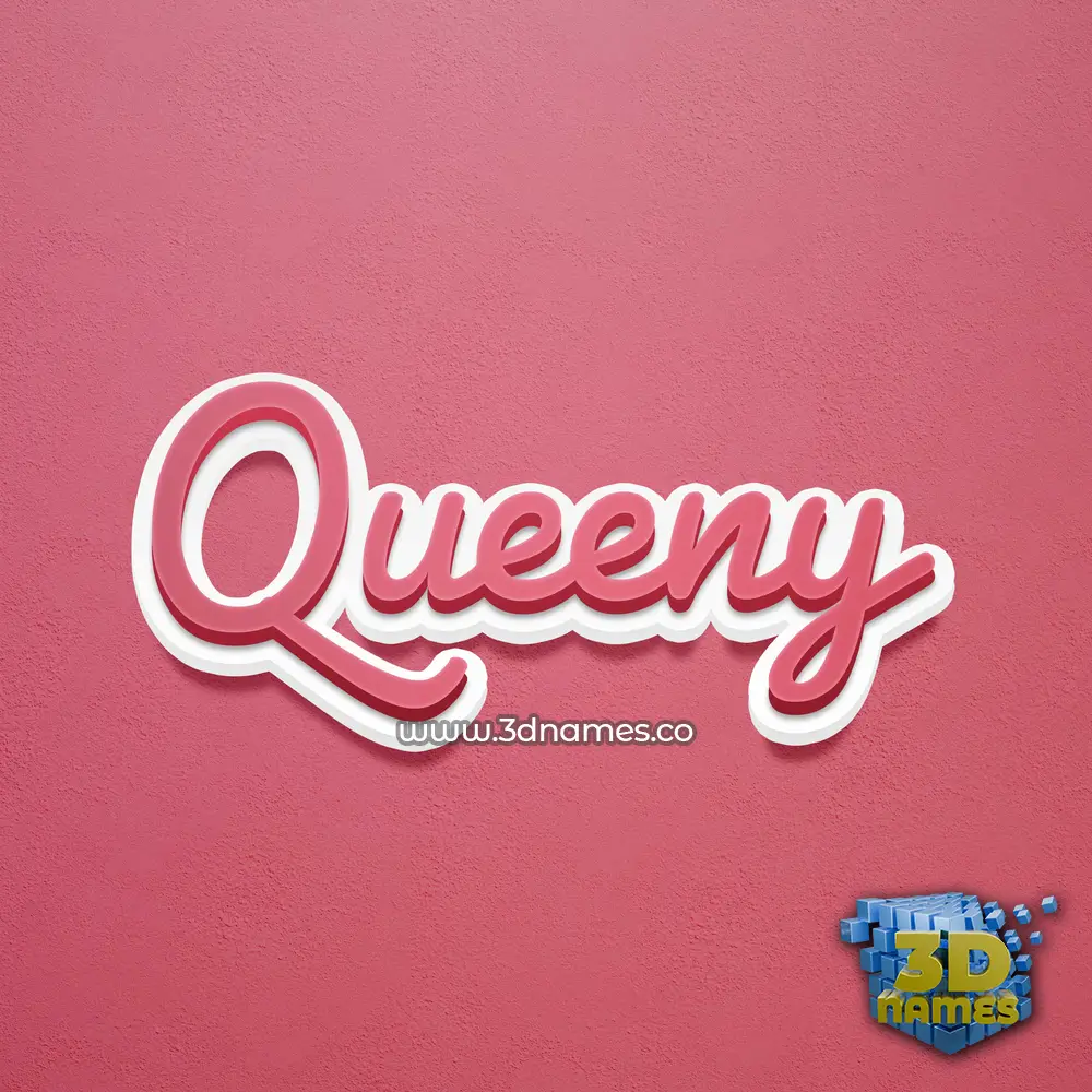 queeny in Red Scribble style - 3D name wallpaper