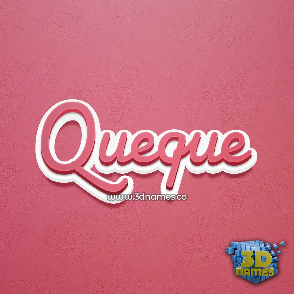 queque in Red Scribble style - 3D name wallpaper
