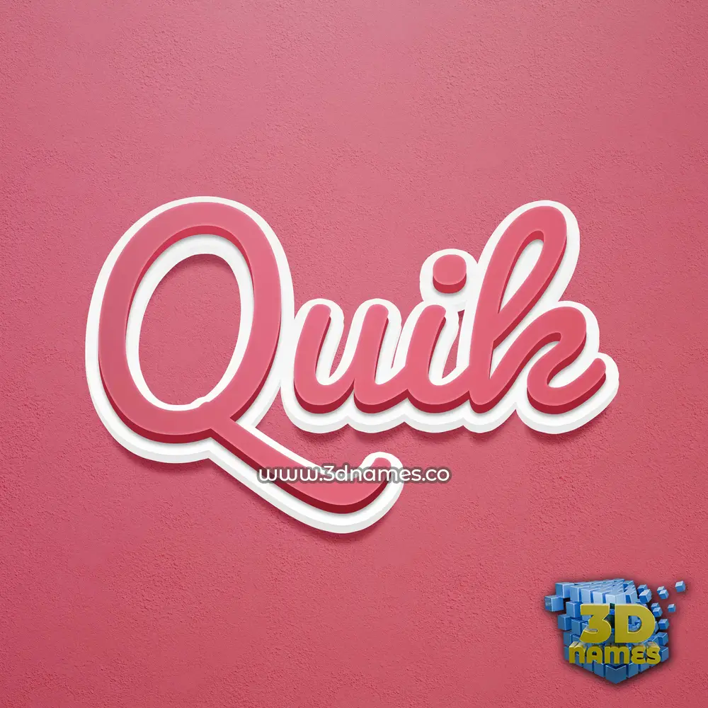 quik in Red Scribble style - 3D name wallpaper