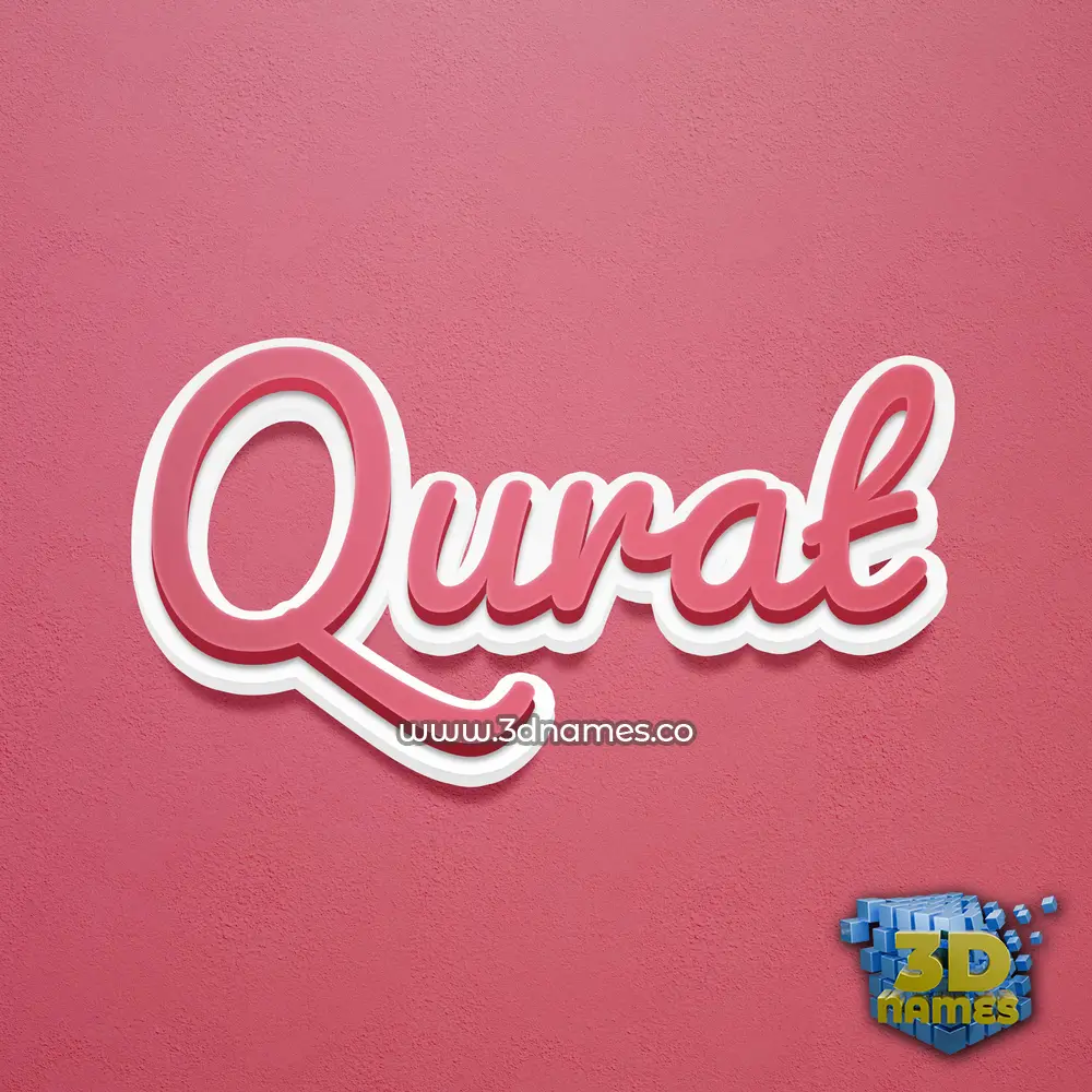 qurat in Red Scribble style - 3D name wallpaper