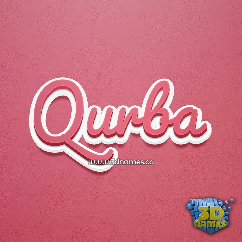 qurba in Red Scribble style - 3D name wallpaper