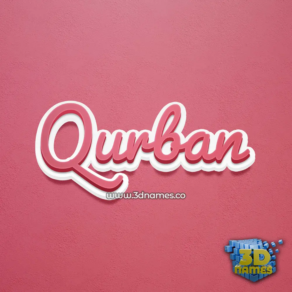 qurban in Red Scribble style - 3D name wallpaper