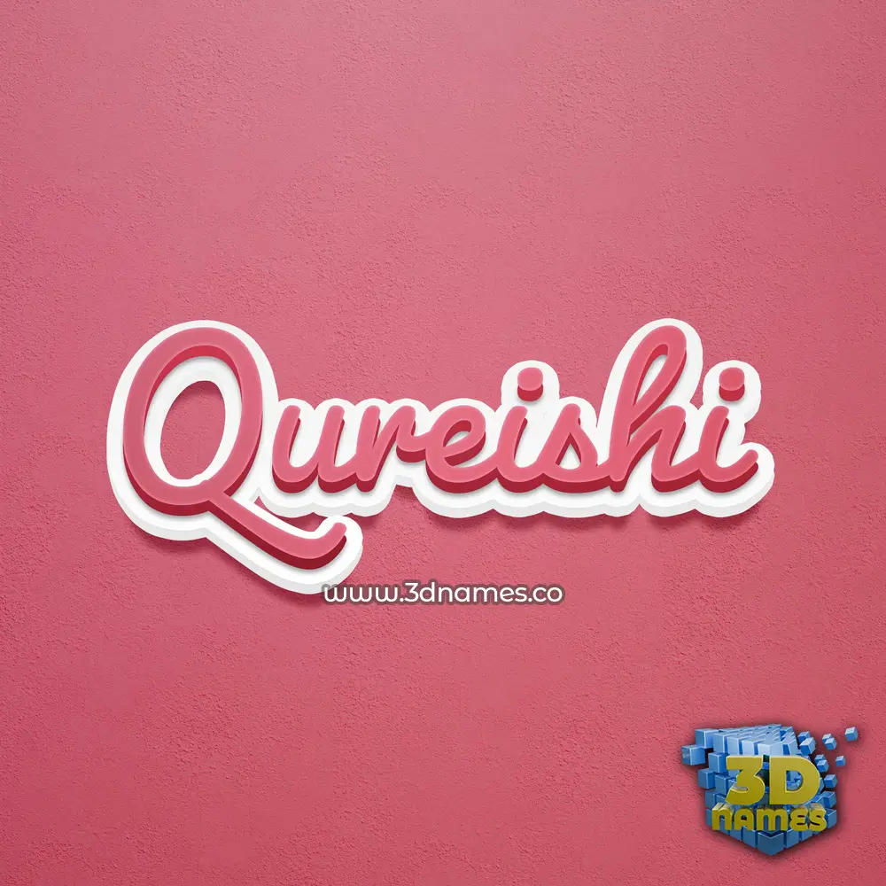 qureishi in Red Scribble style - 3D name wallpaper