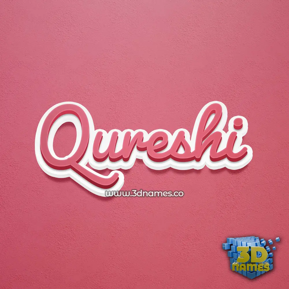 qureshi in Red Scribble style - 3D name wallpaper