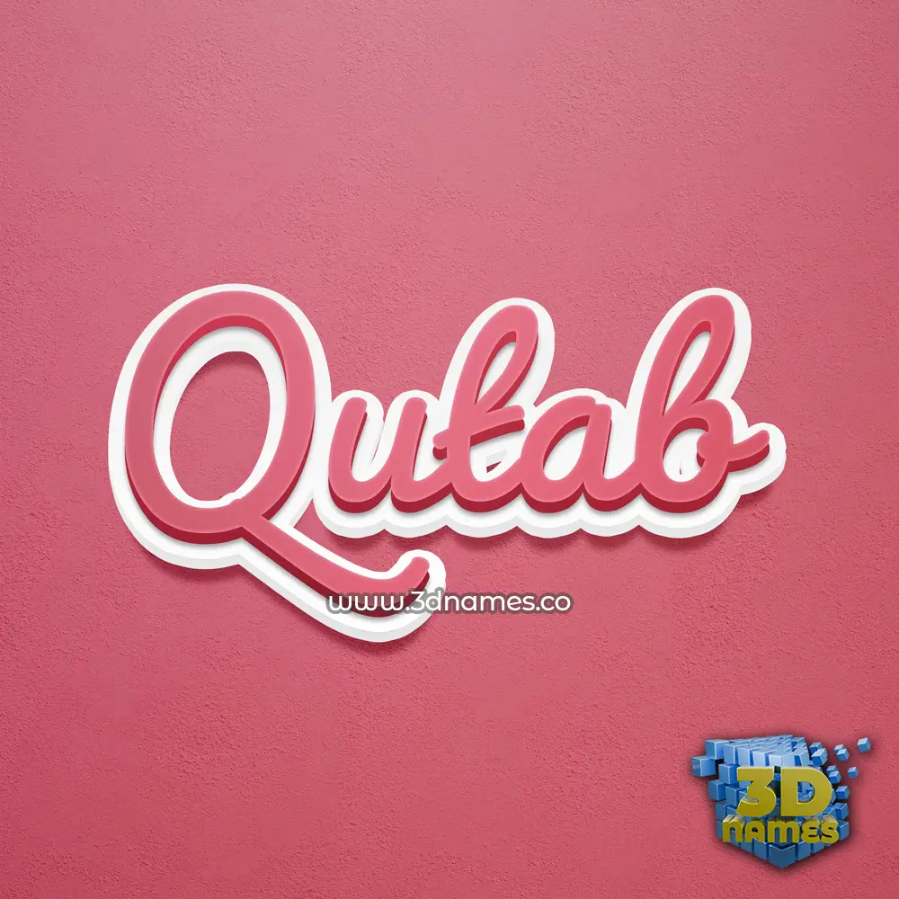 qutab in Red Scribble style - 3D name wallpaper
