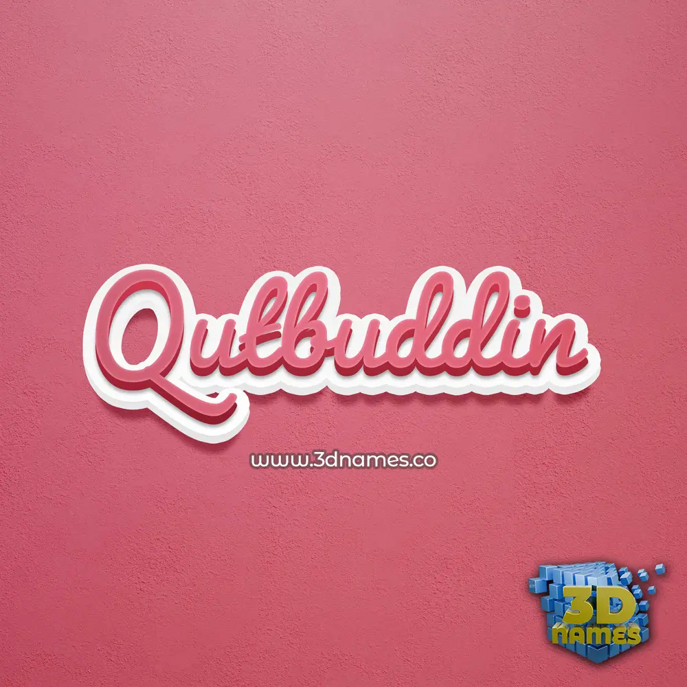 qutbuddin in Red Scribble style - 3D name wallpaper
