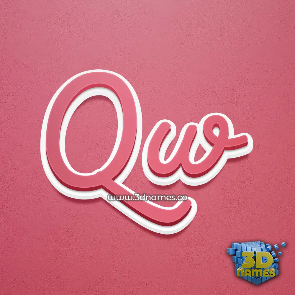 qw in Red Scribble style - 3D name wallpaper