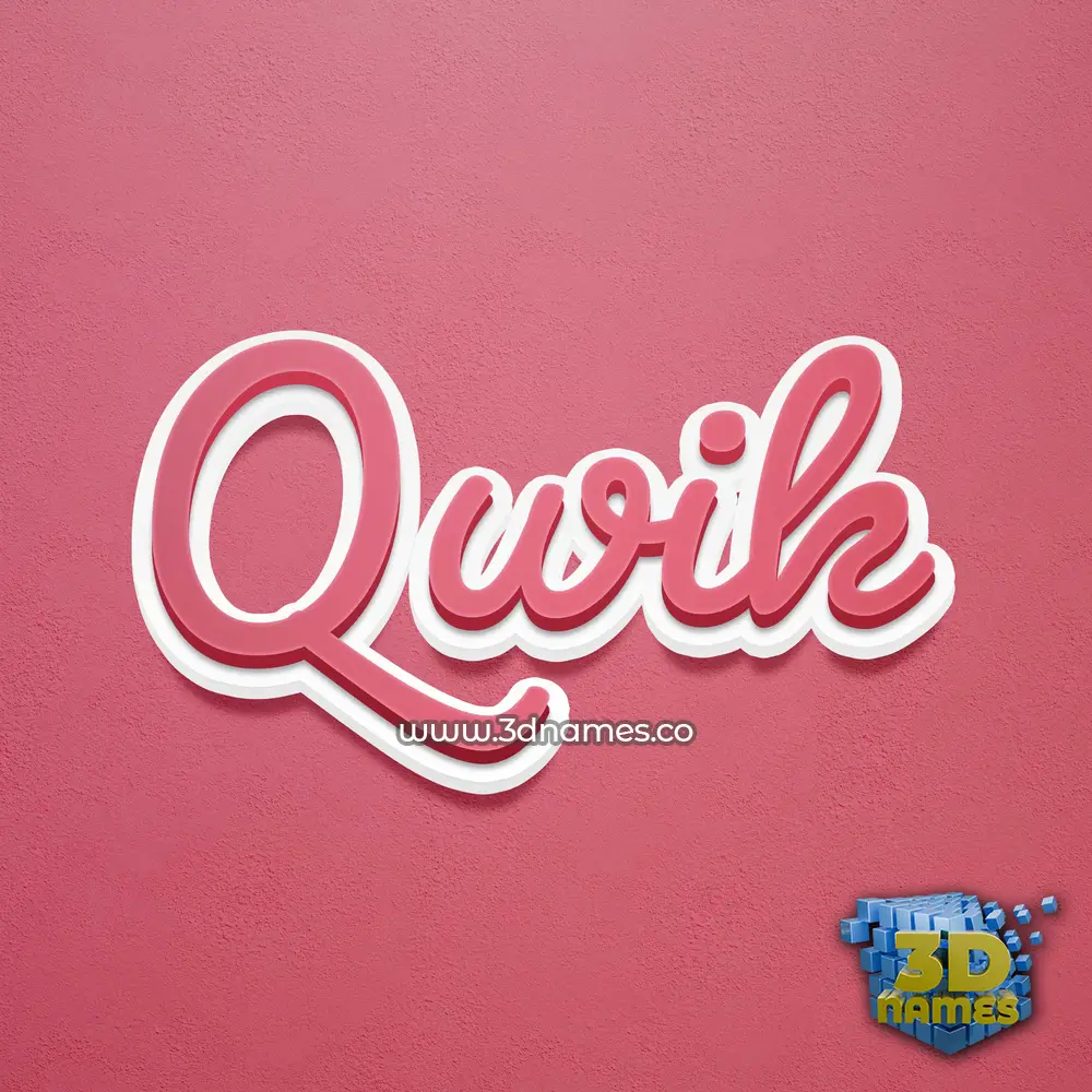qwik in Red Scribble style - 3D name wallpaper