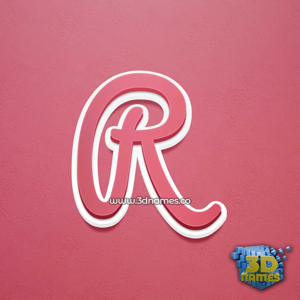 r in Red Scribble style - 3D name wallpaper