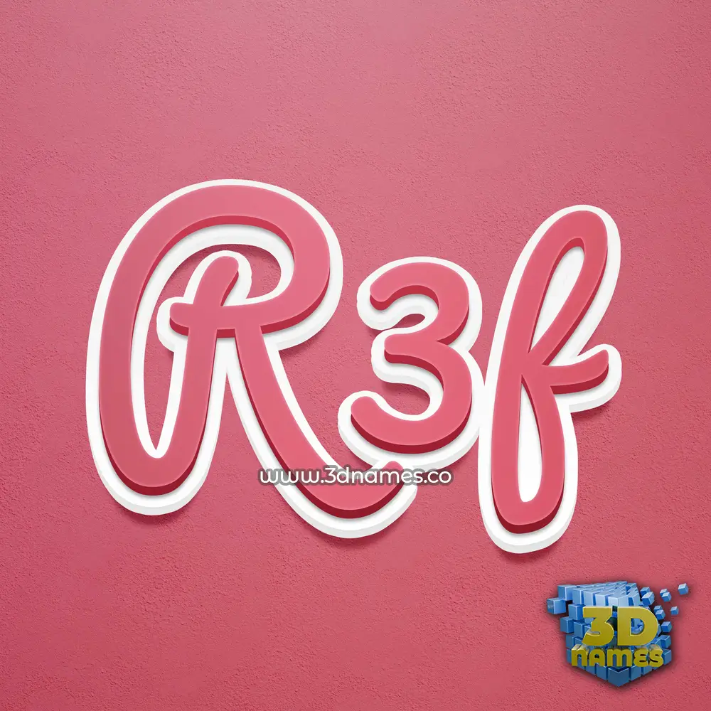 r3f in Red Scribble style - 3D name wallpaper