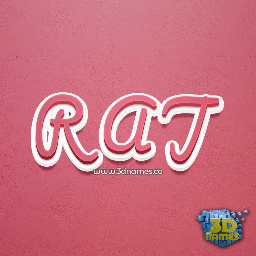 r a j in Red Scribble style - 3D name wallpaper