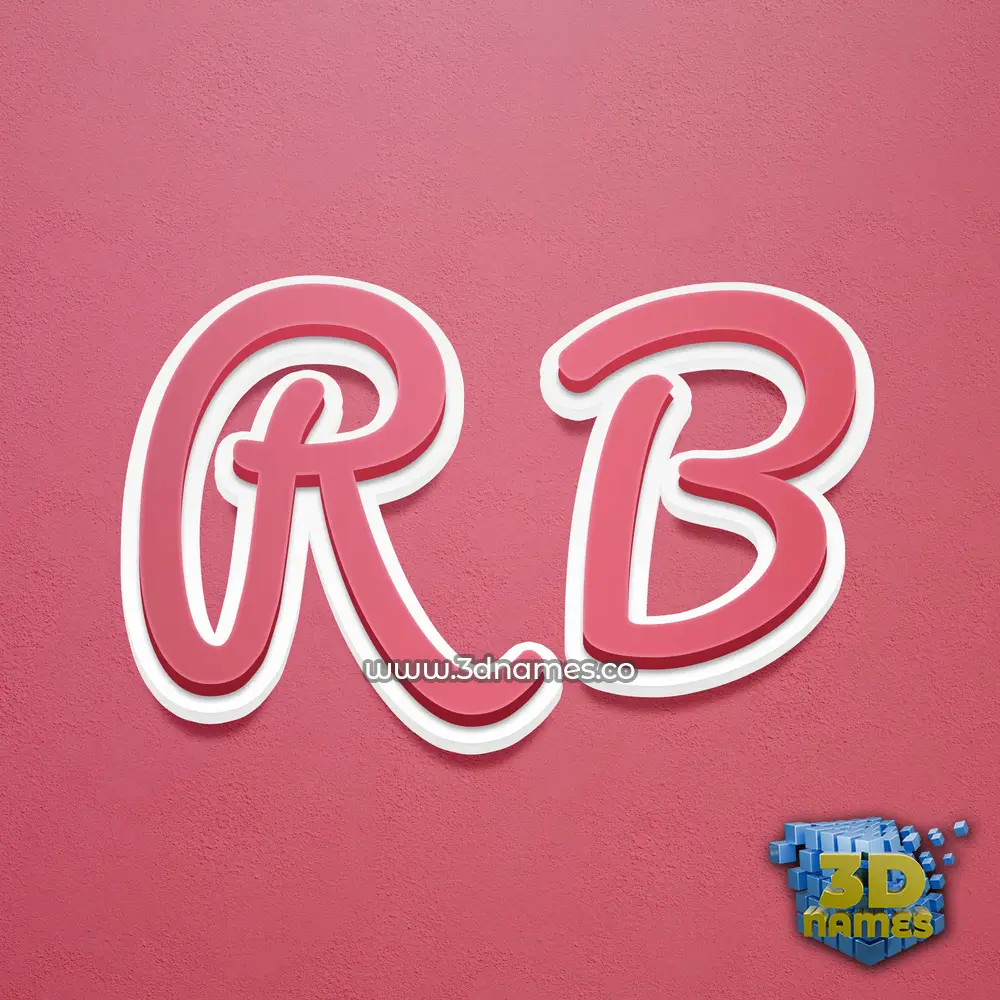 r b in Red Scribble style - 3D name wallpaper
