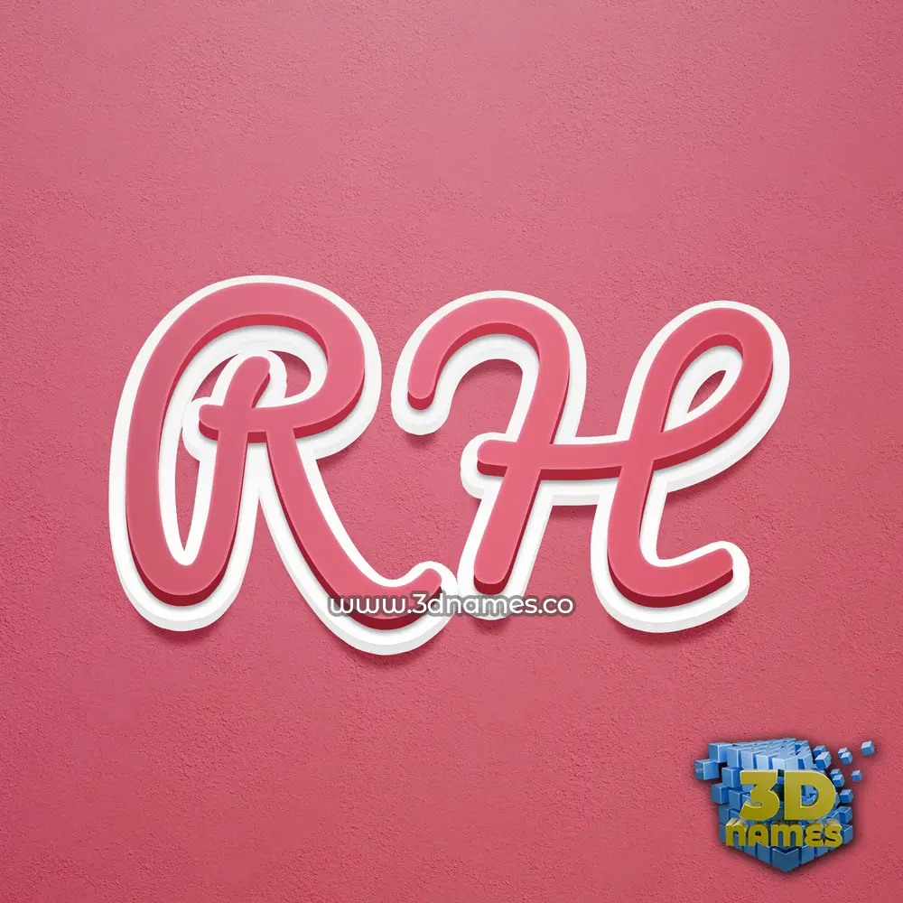 r h in Red Scribble style - 3D name wallpaper