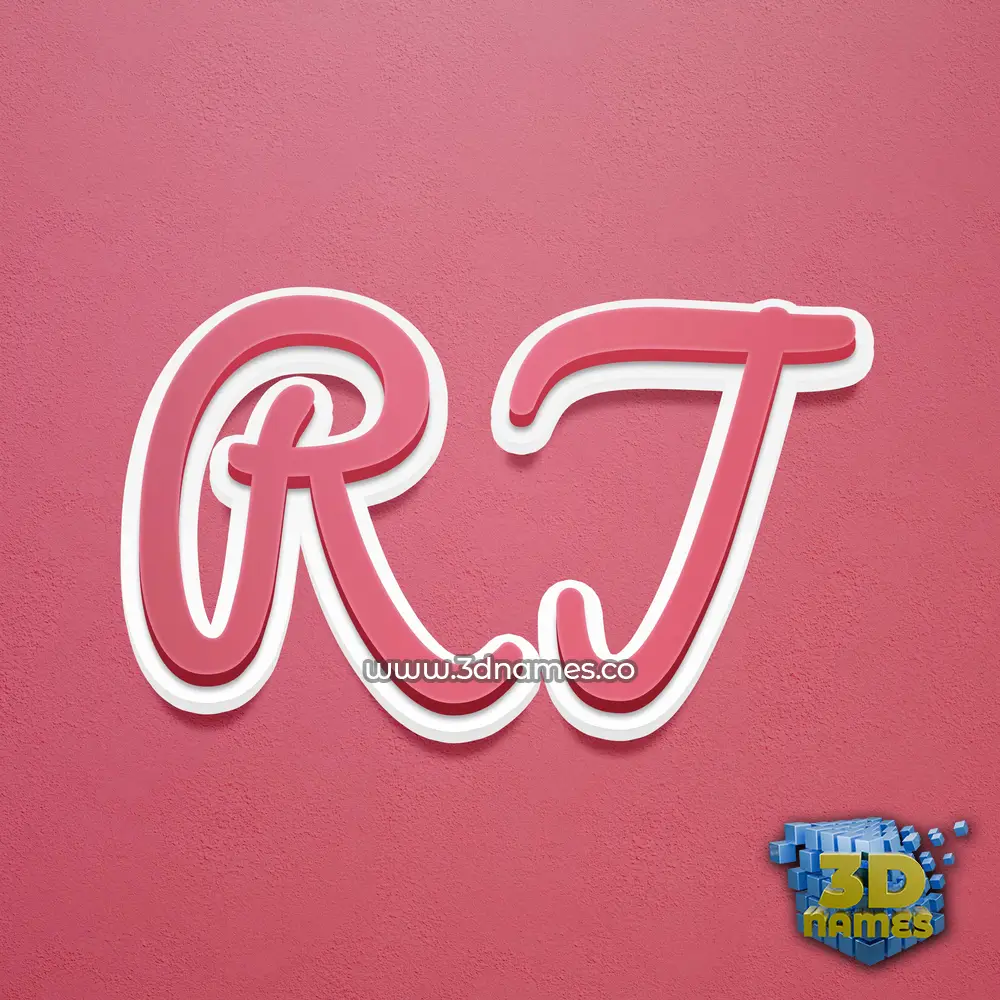 r j in Red Scribble style - 3D name wallpaper