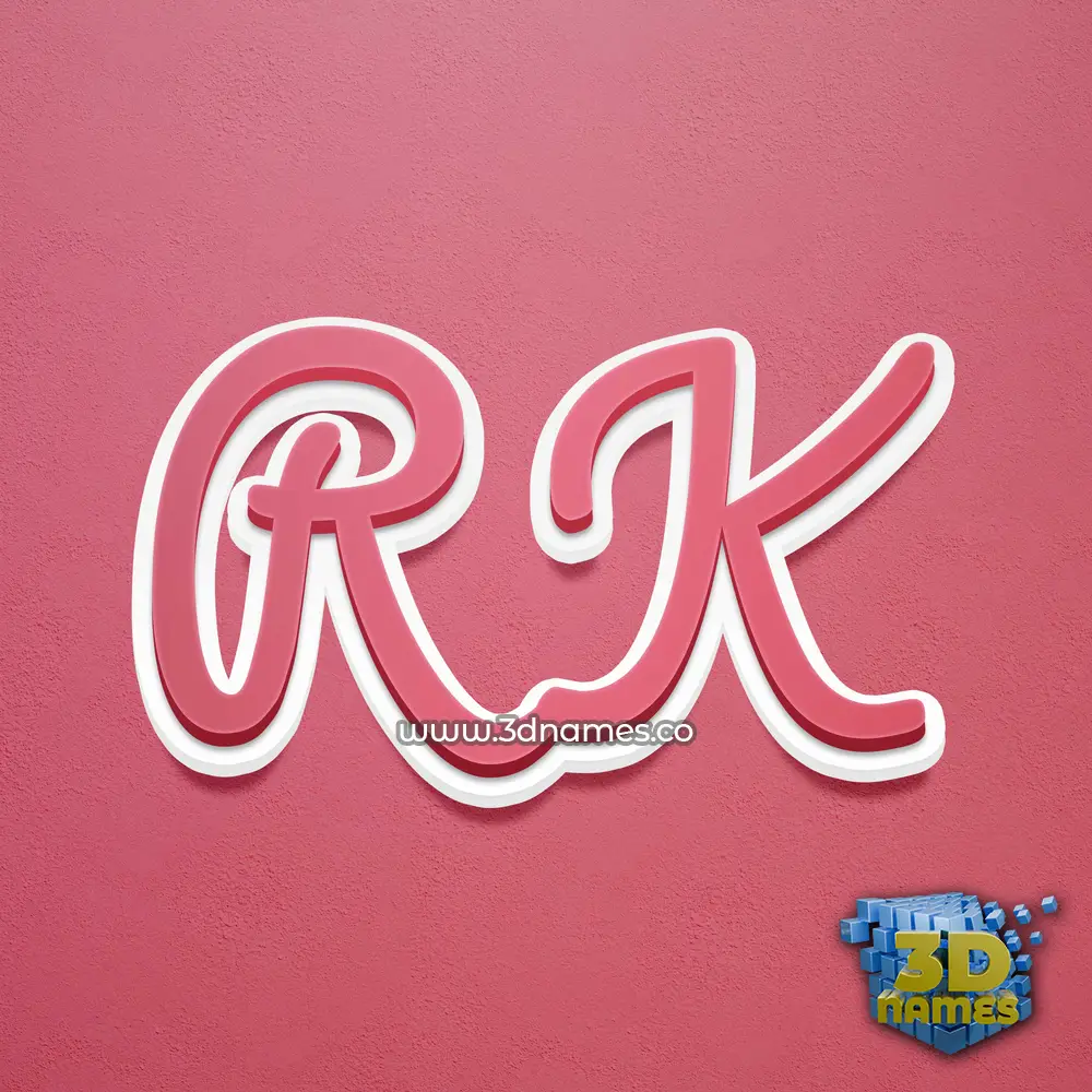 r k in Red Scribble style - 3D name wallpaper