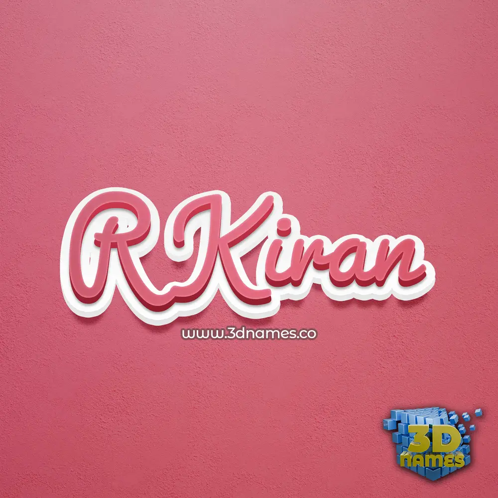 r kiran in Red Scribble style - 3D name wallpaper