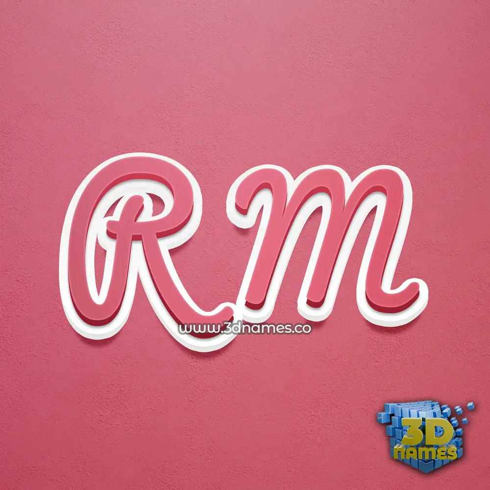 r m in Red Scribble style - 3D name wallpaper