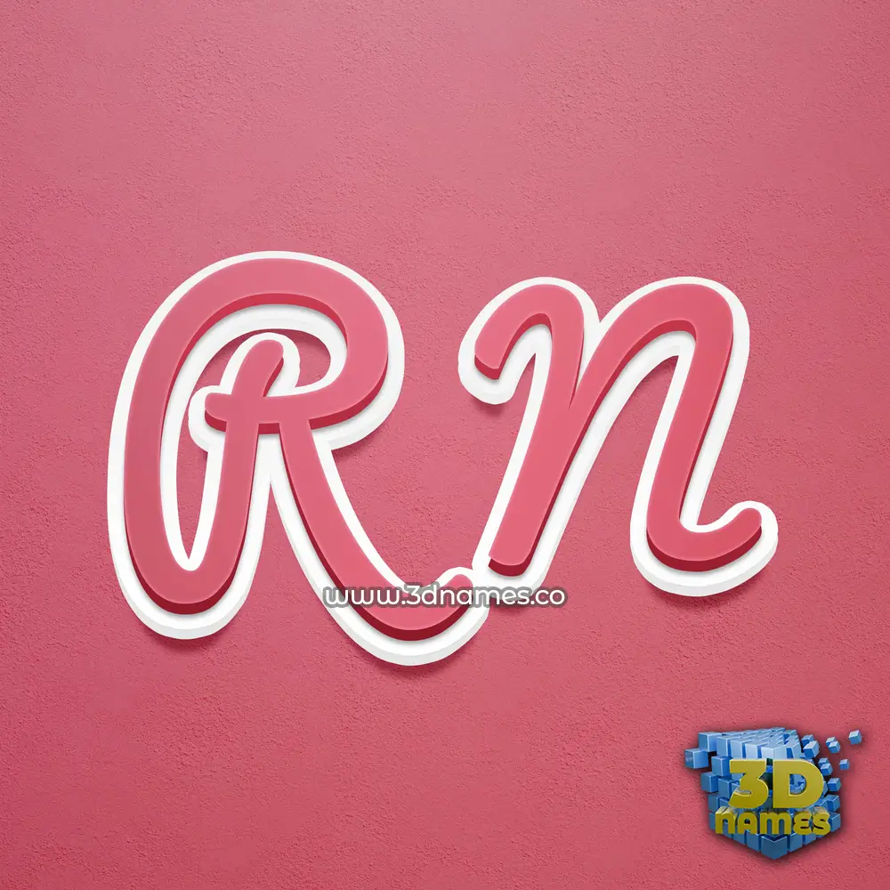 r n in Red Scribble style - 3D name wallpaper