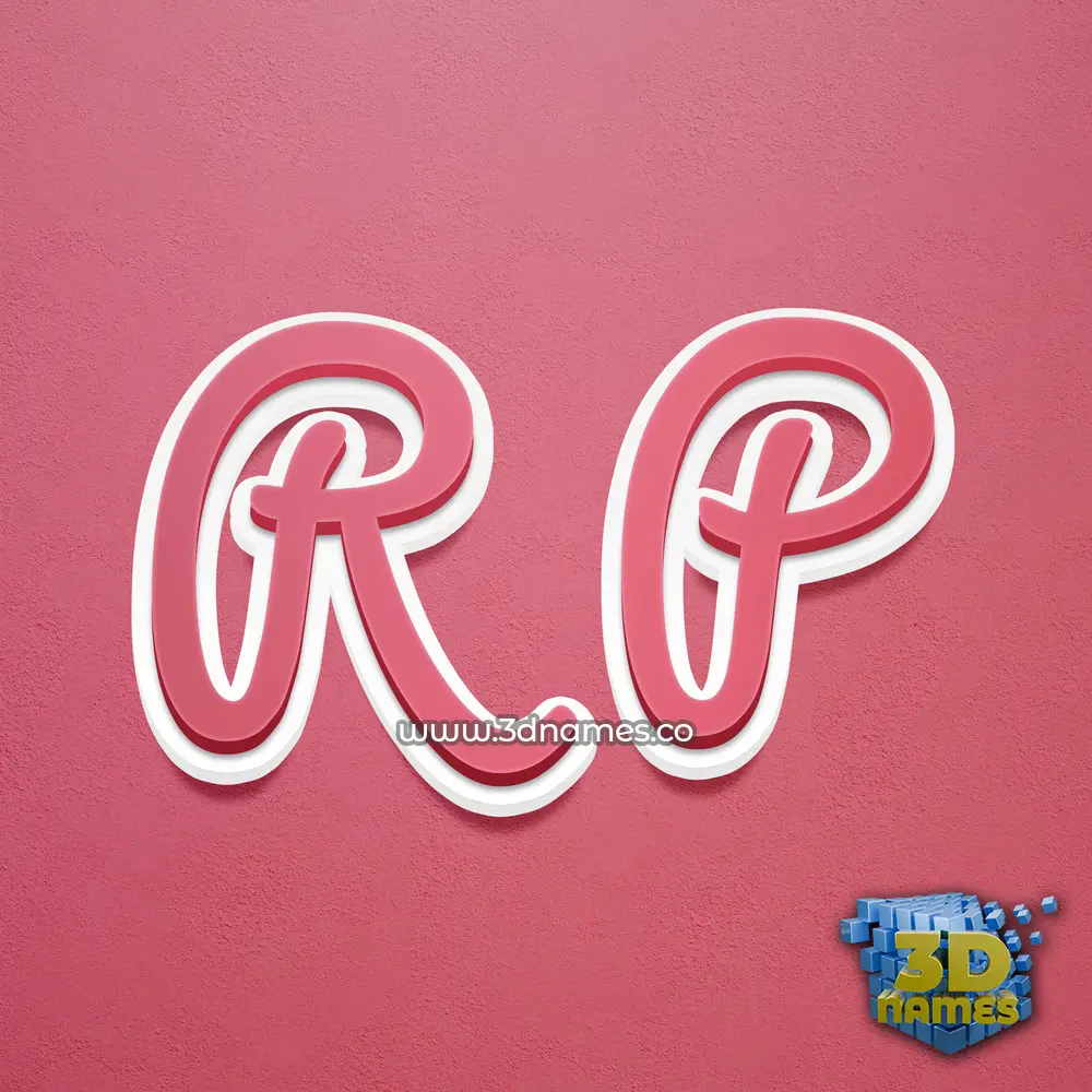 r p in Red Scribble style - 3D name wallpaper