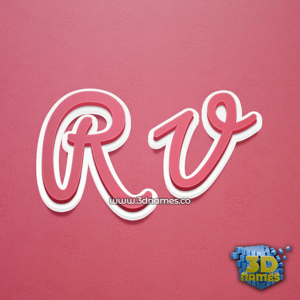 r v in Red Scribble style - 3D name wallpaper