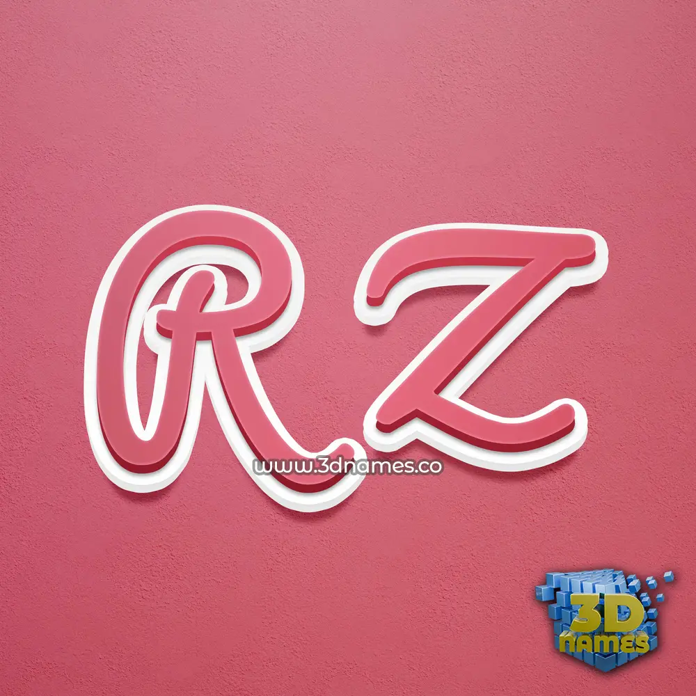 r z in Red Scribble style - 3D name wallpaper
