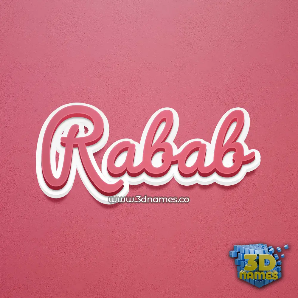 rabab in Red Scribble style - 3D name wallpaper